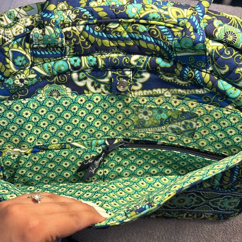 Green and Blue Quilted Laptop Bag with Paisley Print Vera Bradley